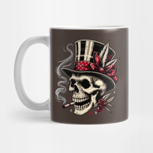 Skull in a hat smoking a cigarette Mug